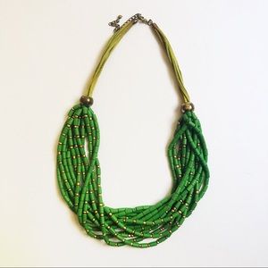 Green beaded statement necklace